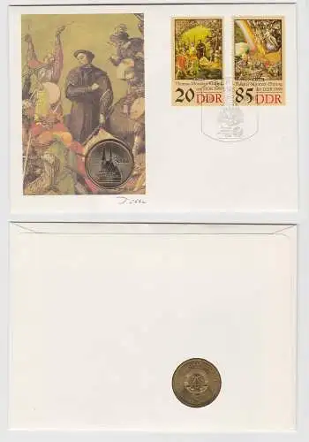 DDR Numisbrief mit 5 Mark Müntzer Ehrung Katharinenkirche Zwickau 1989 (150425)