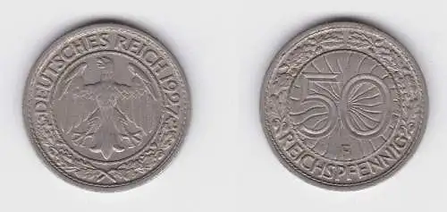 50 Pfennig Nickel Münze 1927 F Jäger 324 ss+ (150373)