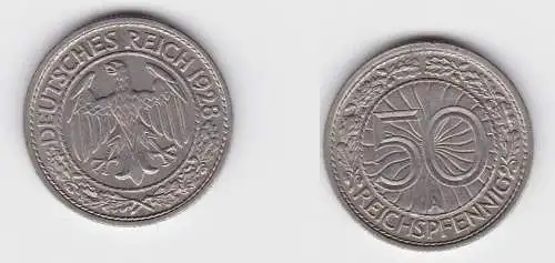 50 Pfennig Nickel Münze 1928 A Jäger 324 ss+ (150637)