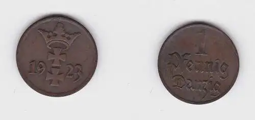 1 Pfennig Kupfer Münze Danzig 1923 Jäger D 2 vz (150066)