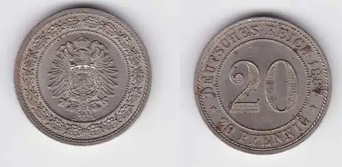 20 Pfennig Nickel Münze Kaiserreich 1887 A, Jäger 9  vz (150037)
