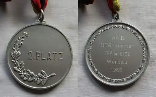 DDR Medaille Fußballturnier AK IV Werdau 1966 Stufe Silber (125998)