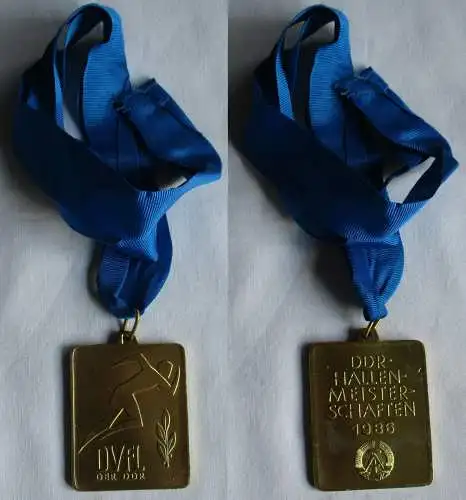 DDR Plakette DVfL DDR Hallenmeisterschaften 1986 Stufe Gold  (143035)