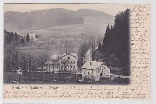 58487 Ak Gruß aus Hallbach im Erzgebirge 1907