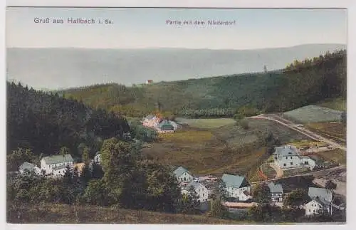 83173 Ak Gruß aus Hallbach in Sachsen Partie mit dem Niederdorf um 1910