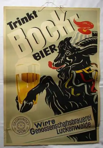 Rares DDR Reklame Plakat Wirte Genossenschaftsbrauerei Luckenwalde 1966 (130002)