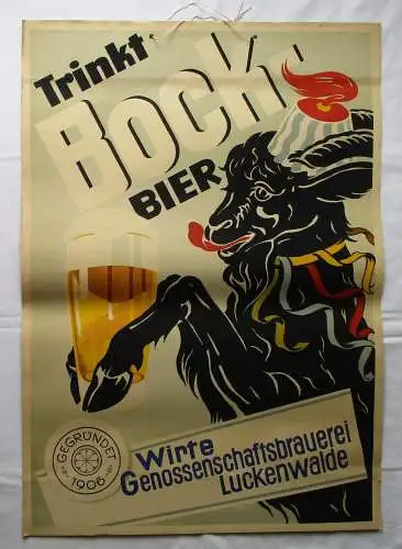 Rares DDR Reklame Plakat Wirte Genossenschaftsbrauerei Luckenwalde 1966 (135600)