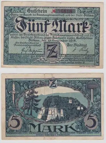 5 Mark Banknote Notgeld Amtshauptmannschaft Zittau 15.11.1918 (145418)