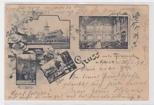 901643 Lithographie Ak Gruss von der Peissnitz bei Halle 1898