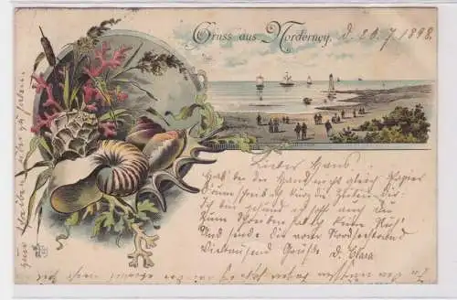 902138 Lithographie Ak Gruss aus Norderney - Strandpartie 1898
