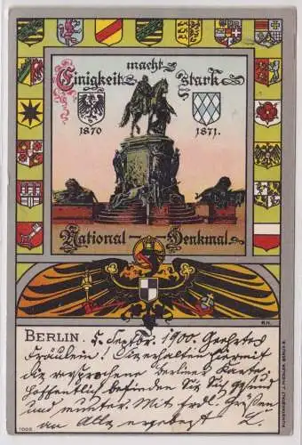 901169 Ak Berlin National-Denkmal Einigkeit macht stark 1870/71, 1900