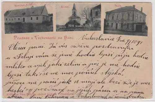 601161 Ak Pozzdrav z Vrchoslavic na Hané Restaurant usw. 1901