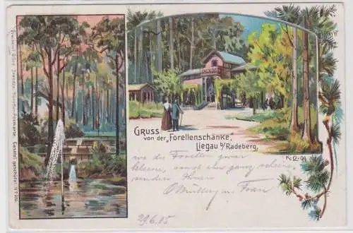 901083 Lithographie Ak Gruss von der "Forellenschänke" Liegau bei Radeberg 1905