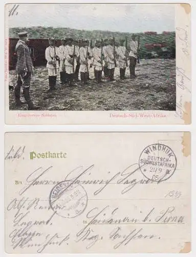 901821 Feldpost Ak Soldaten Deutsch Süd-Westafrika Namibia Stempel Windhuk 1905