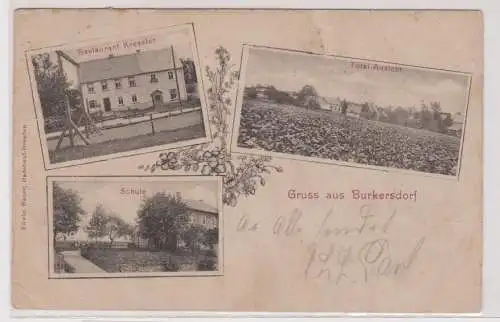 900533 Mehrbild Ak Gruss aus Burkersdorf - Restaurant, Schule und Totalansicht