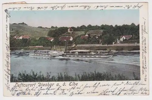 52318 Ak Luftcurort Desbar an der Elbe - Dampfer Germania auf der Elbe 1899