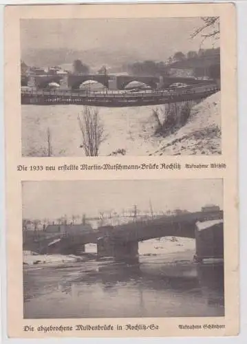 79517 Mehrbild Ak neu Martin-Mutschmann-Brücke, alt Muldenbrücke Rochlitz 1934