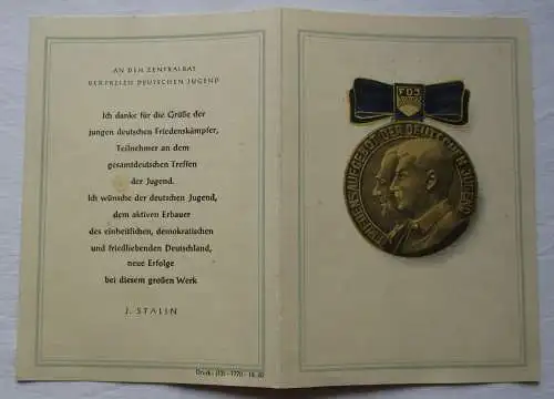 seltene DDR Urkunde zur Friedensmedaille der FDJ 15.11.1950 (156983)