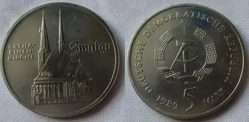 DDR Gedenk Münze 5 Mark Zwickau Katharinenkirche 1989 Stempelglanz (156961)