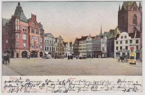 901588 AK Kiel - Markt mit Geschäften und Marktständen 1904