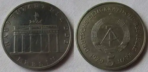 DDR Gedenk Münzen 5 Mark Brandenburger Tor 1979 vz (156974)