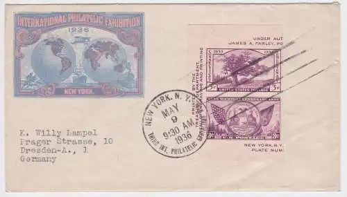42582 Brief International Philatelic Exhibition New York 1936 nach Dresden