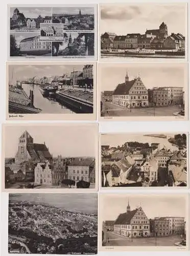 56097/8  Ak Greifswald - Stadtansicht, Rathaus, Hafen, Fliegeraufnahmen um 1940
