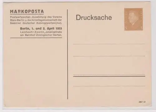 97278 DR Ganzsachen Postkarte PP106/C15/01 Berlin Markoposta 1933