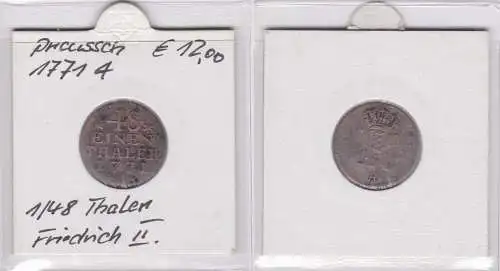 1/48 Taler Silber Münze Preussen Friedrich II 1771 A f.ss (146345)