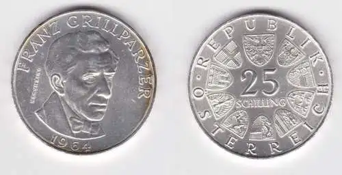 25 Schilling Silber Münze Österreich 1964 Franz Grillparzer (153550)
