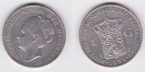 1 Gulden Silber Münze Niederlande 1931 ss+ (148976)