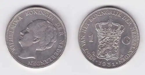 1 Gulden Silber Münze Niederlande 1931 ss+ (127319)