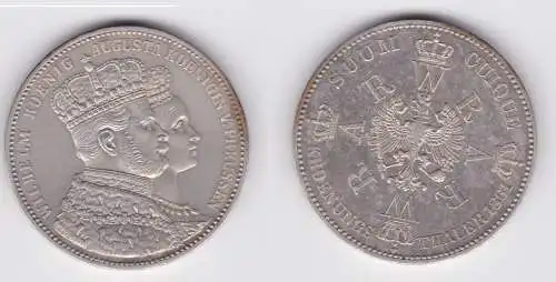 Schöne Silber Münze 1 Krönungstaler Preussen 1861 vz (137235)