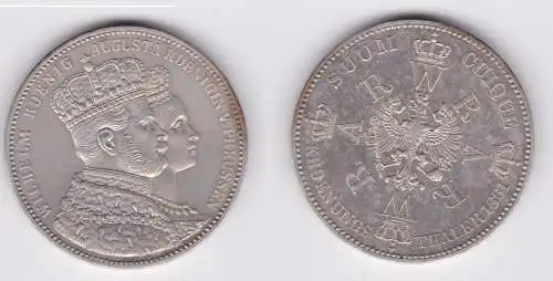 schöne Silber Münze 1 Krönungstaler Preussen 1861 vz (137235)