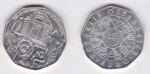 5 Euro Silber Münze Österreich 2002 250 J. Tiergarten Schloss Schönbrunn(135868)