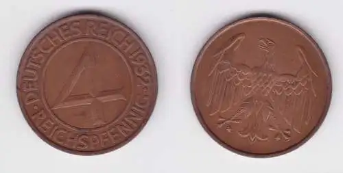 4 Pfennig Kupfer Münze Deutsches Reich 1932 A vz (132527)