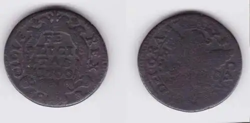 Kupfer Münze Italien Sizilien 1 Grano 1700 RC Carlo II. Felicitas (133878)