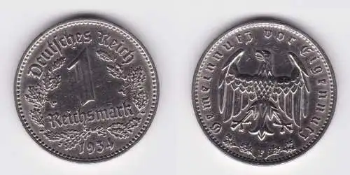 1 Mark Nickel Münze III.Reich 1934 F Jäger Nr. 354 (131482)