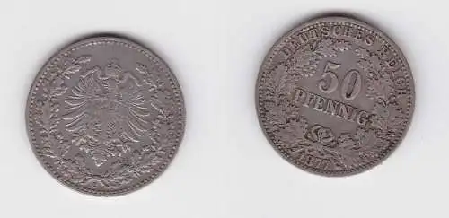 50 Pfennig Silber Münze Deutsches Reich 1877 C ss (138941)