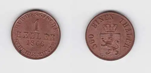 1 Heller Kupfer Münze Hessen Kassel 1866 PP Rarität (130913)