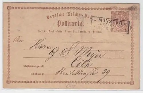 97340 DR Ganzsachen Postkarte Plattenfehler P1/D1 Münster nach Cöln 1874