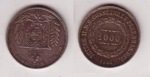 1000 Reis Silber Münze Brasilien 1864 (108429)