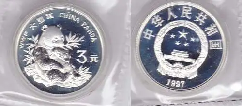 3 Yuan Silber Münze China 1997 Panda (118193)