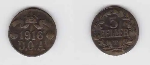 5 Heller Messing Münze Deutsch Ostafrika 1916 T (117568)