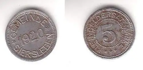 5 Pfennig Eisen Münze Notgeld Gemeinde Siersleben 1920 (113325)