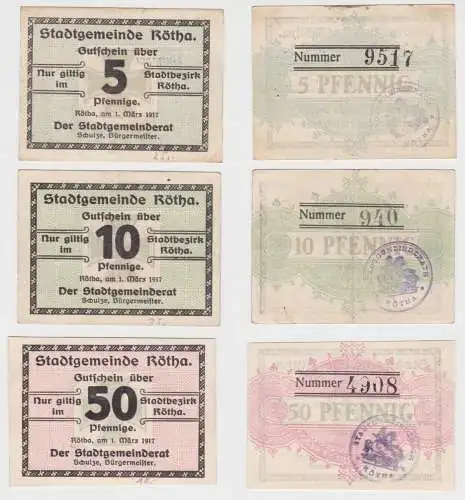 5 - 50 Pfennig Banknote Notgeld Stadt Rötha 1. März 1917 (135758)