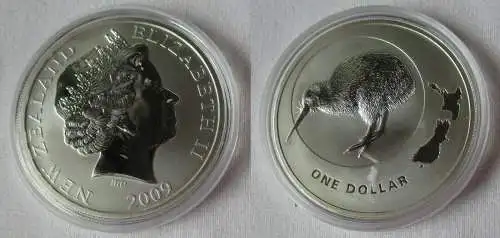 1 Dollar Silber Münze Neuseeland New Zealand Kiwi 2009 (134275)