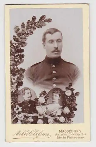 24183 Kabinett Foto Soldat Magdeburg mit Kaiser Wilhelm II &  Auguste Viktoria