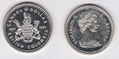 1 Dollar Silber Münze Kanada Canada British Columbia 1971 (136941)