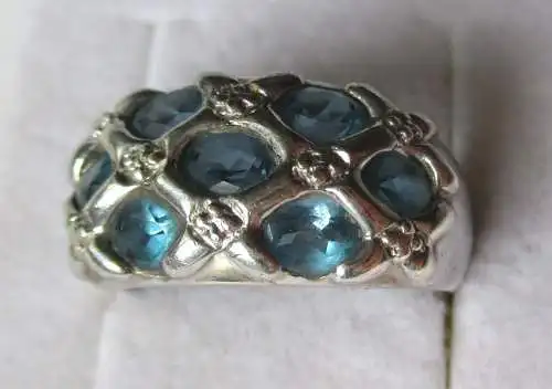 eleganter 925er Sterling Silber Ring mit blauen Schmucksteinen (126498)